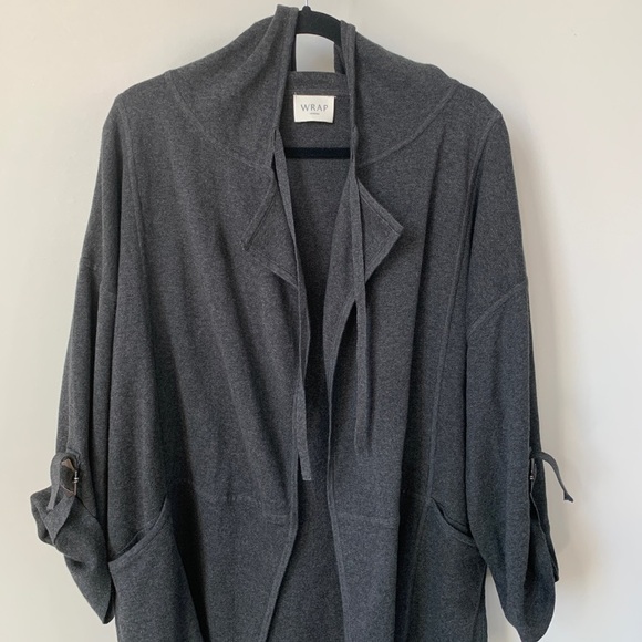 Wrap London Gray Organic Cotton Open Cardigan Size 12 - Picture 1 of 10